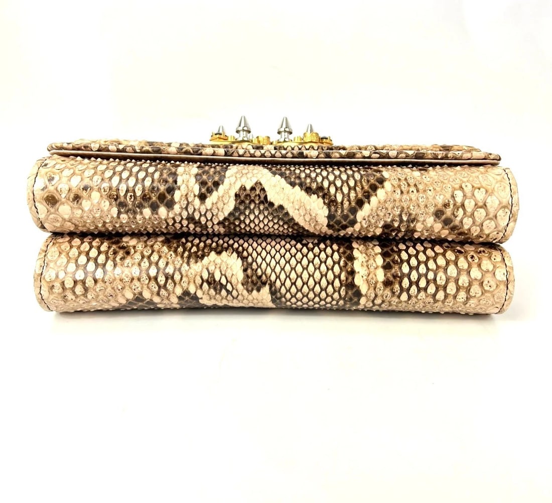 Dolce Gabbana Double Flap Snakeskin Clutch Shoulder Bag Rare - 6