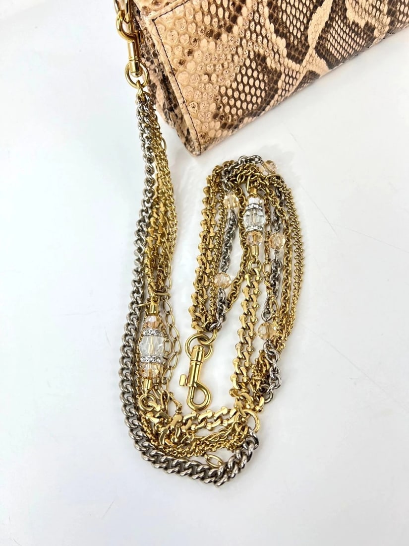 Dolce Gabbana Double Flap Snakeskin Clutch Shoulder Bag Rare - 7