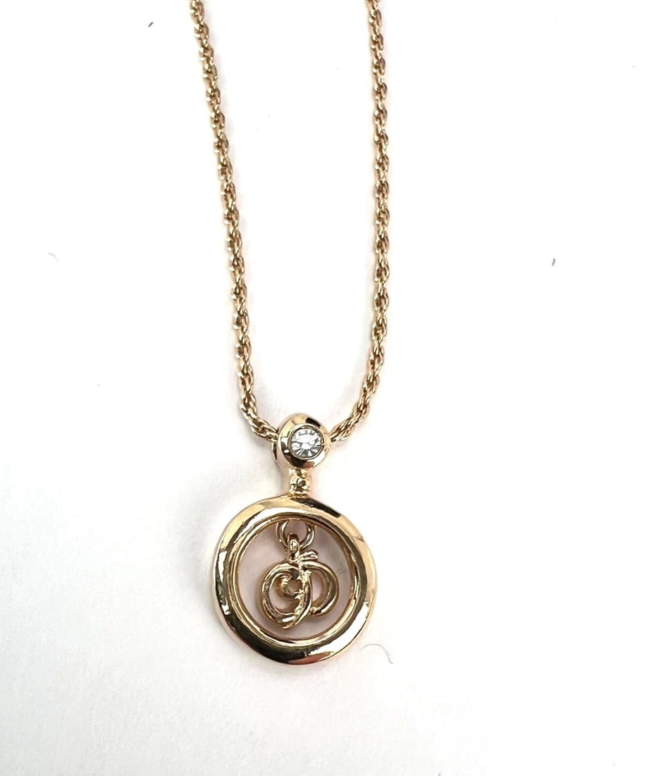 Christian Dior Round Crystal Pendant Charm Necklace - 3