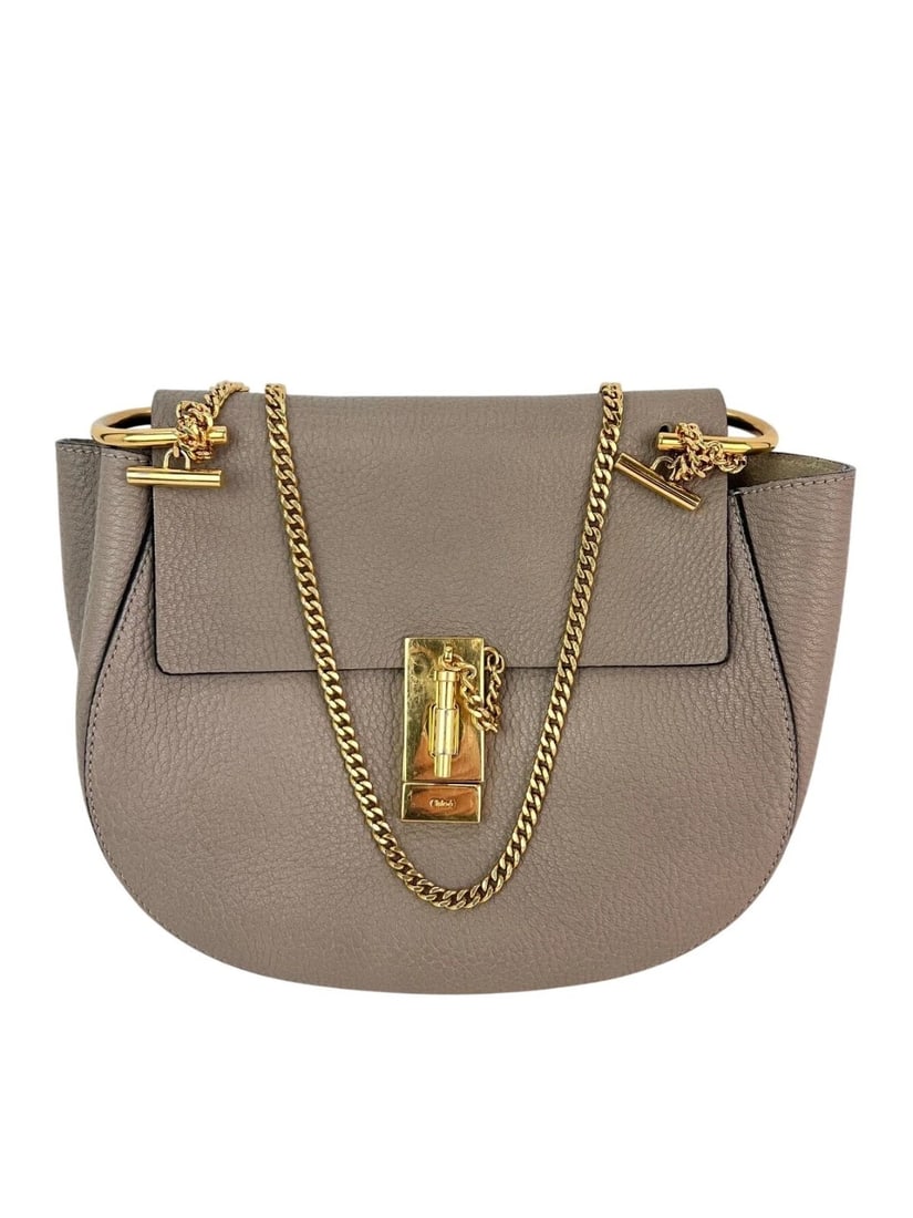 Chloe Small Drew Gray Grained Lambskin Leather Shoulder Cross-body Bag: Title: Chloe Small Drew Gray Grained Lambskin Leather Shoulder Cross-body Bag Description: 100% Authentic Pre-Owned CHLOE Small Drew Gray Shoulder Bag RATING: B... Very good, well maintained, shows mi