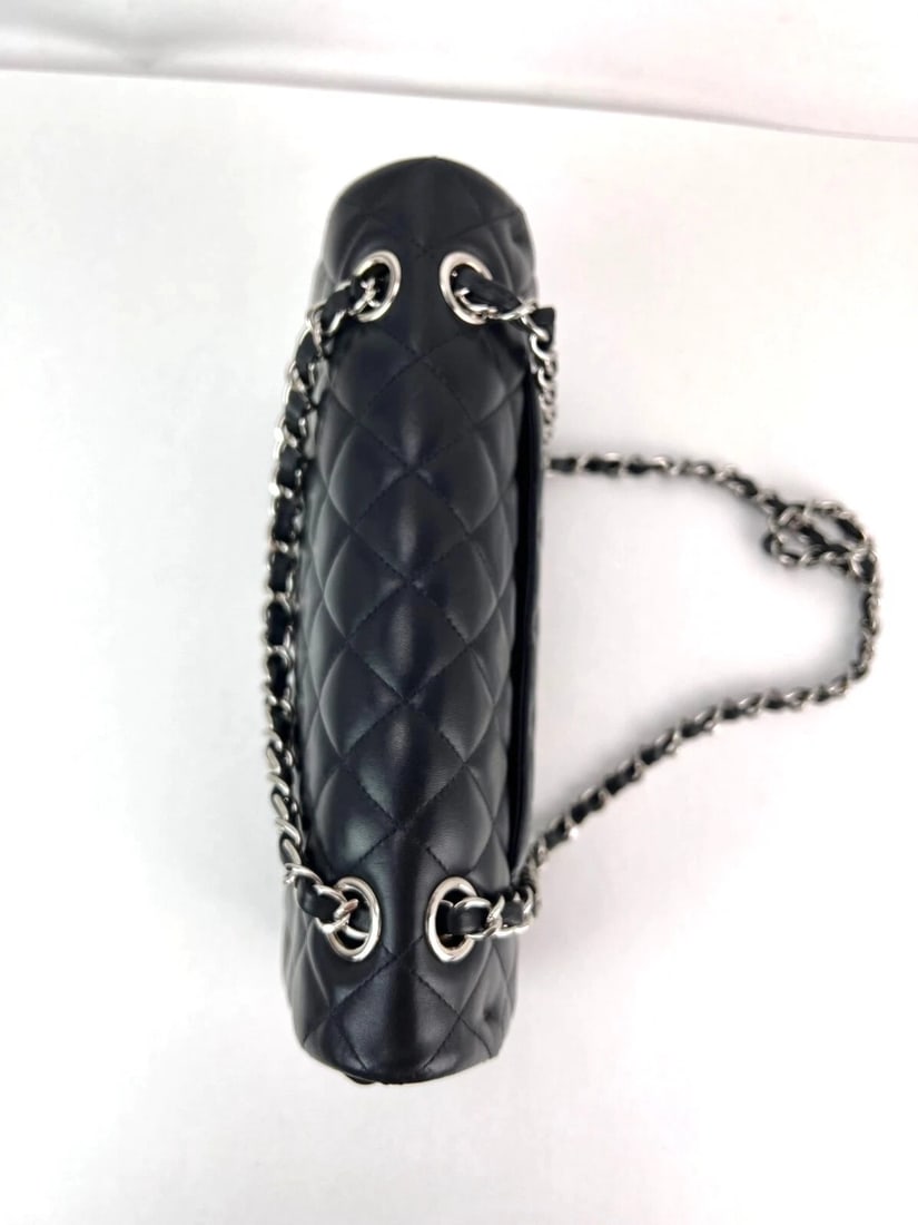 Chanel Quilted Lambskin Valentine Crystal Charms MM Single Flap Black Bag L - 13