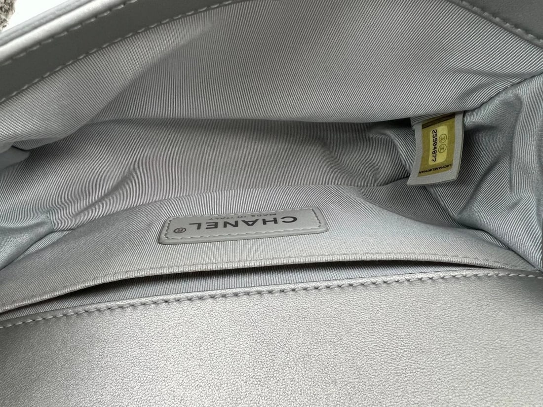Chanel Iridescent Lambskin PVC Quilted Small Boy Flap Silver Blue Bag - 6
