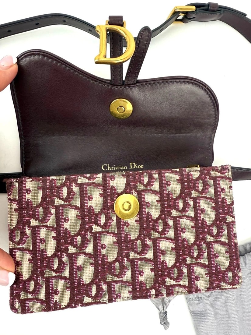 Christian Dior Oblique Saddle Bordeaux Belt Bag Clutch - 12