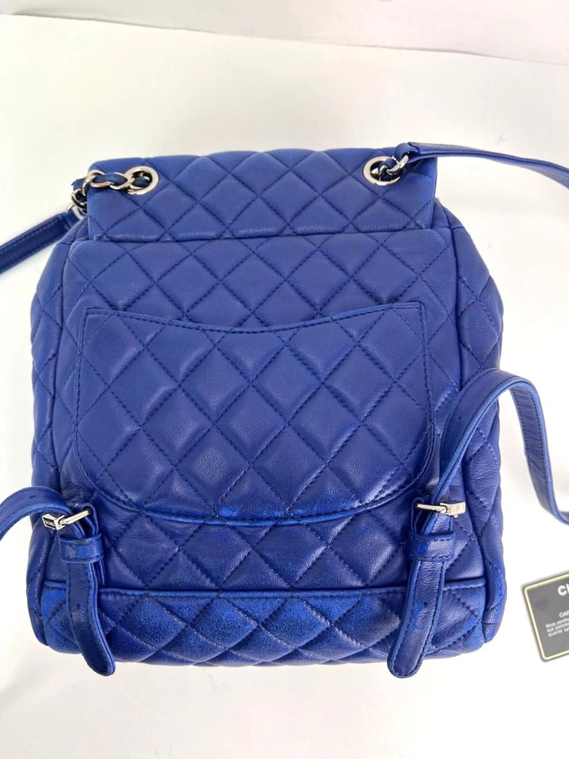 Chanel Lambskin Quilted Small Urban Spirit Blue Backpack - 12
