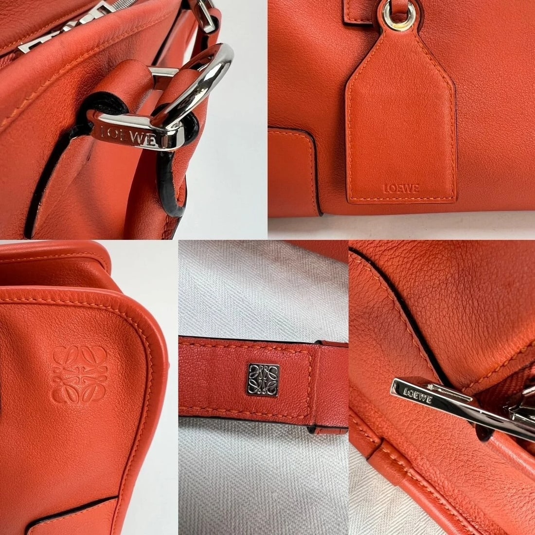 LOEWE Calfskin Amazona 28 Orange Leather Shoulder Bag - 11