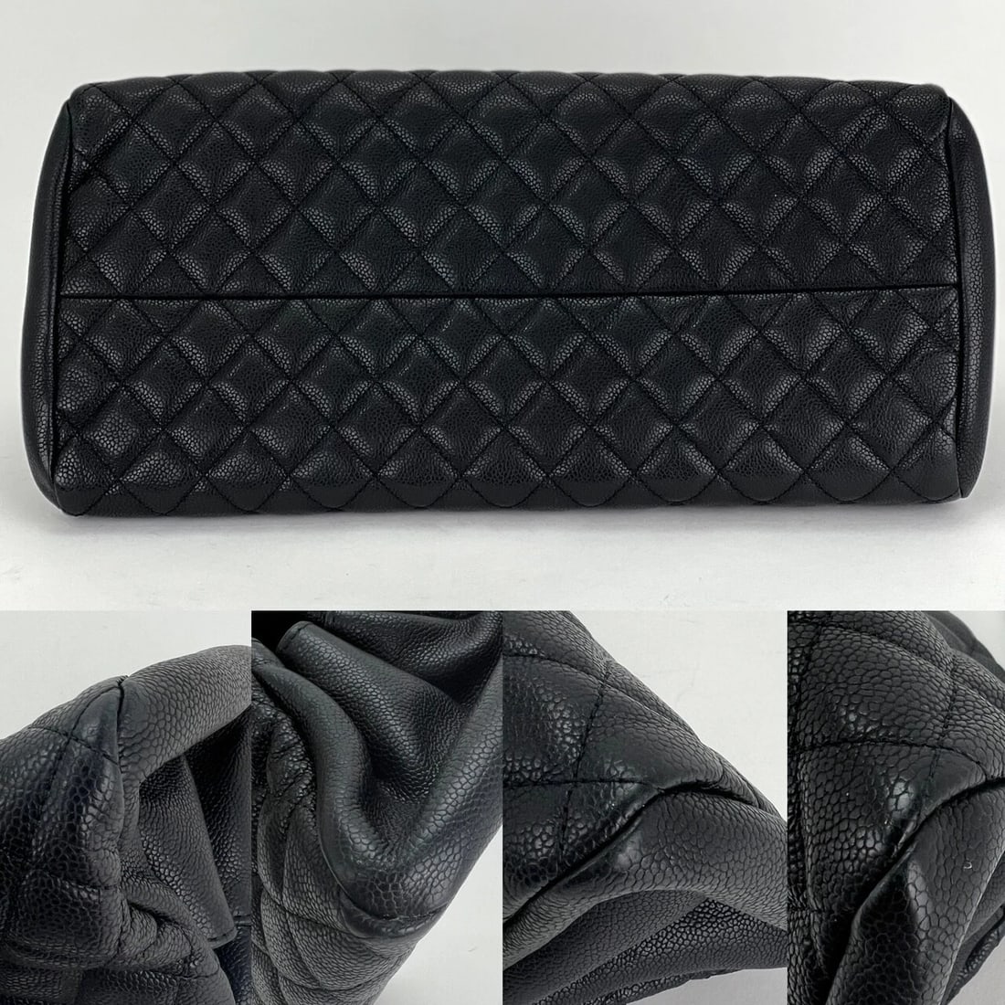CHANEL Just Mademoiselle Quilted Caviar Black Leather Bowling Shoulder Bag - 7