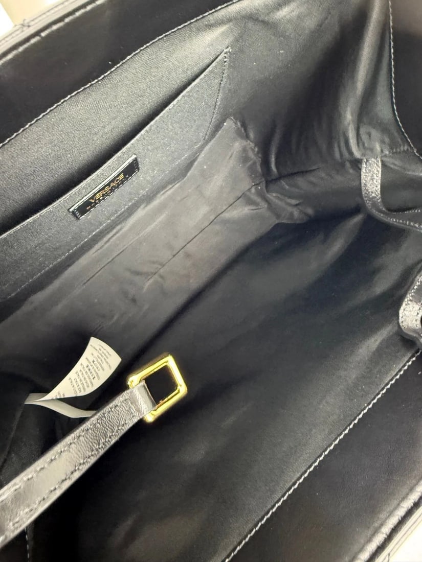 Versace Gianni Nappa Quilted Medusa Black Leather Tote Bag - 10