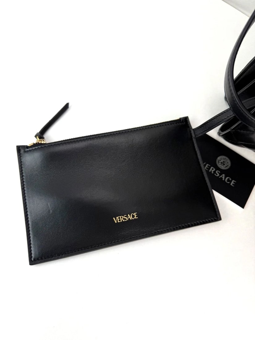 Versace Gianni Nappa Quilted Medusa Black Leather Tote Bag - 12