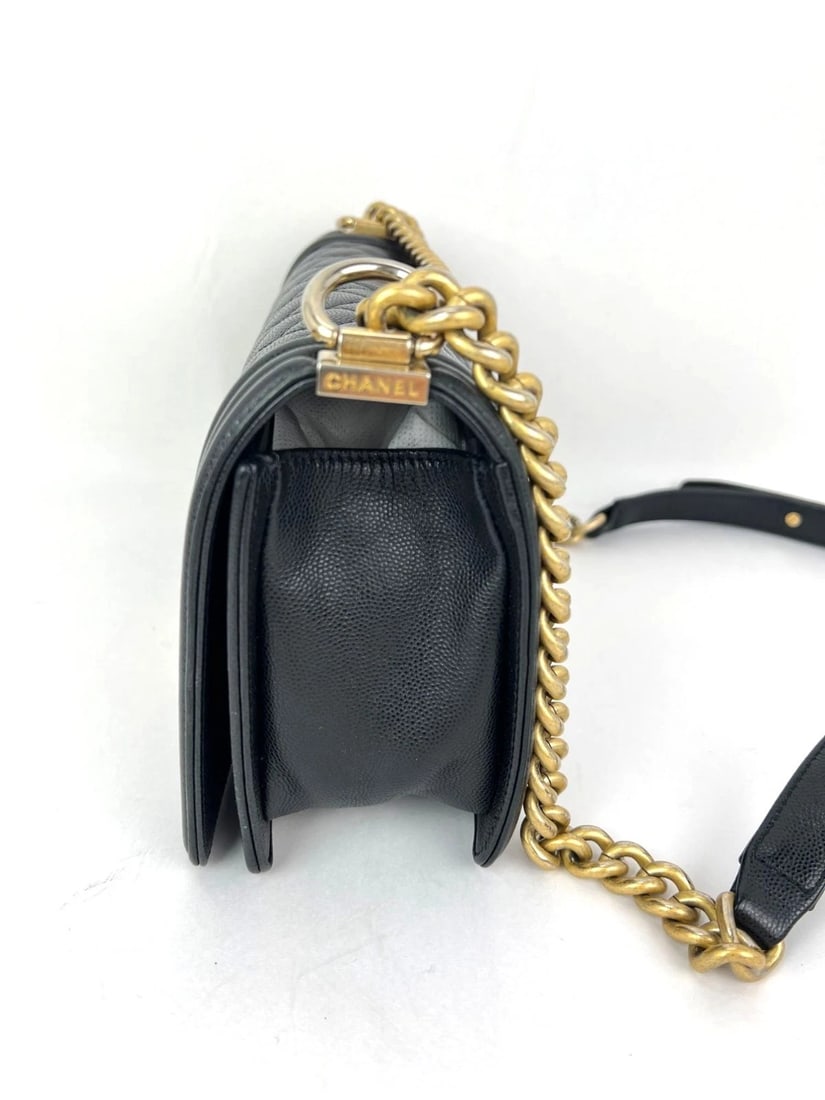 Chanel Caviar Quilted Medium Black Boy Flap Shoulder Bag - 13
