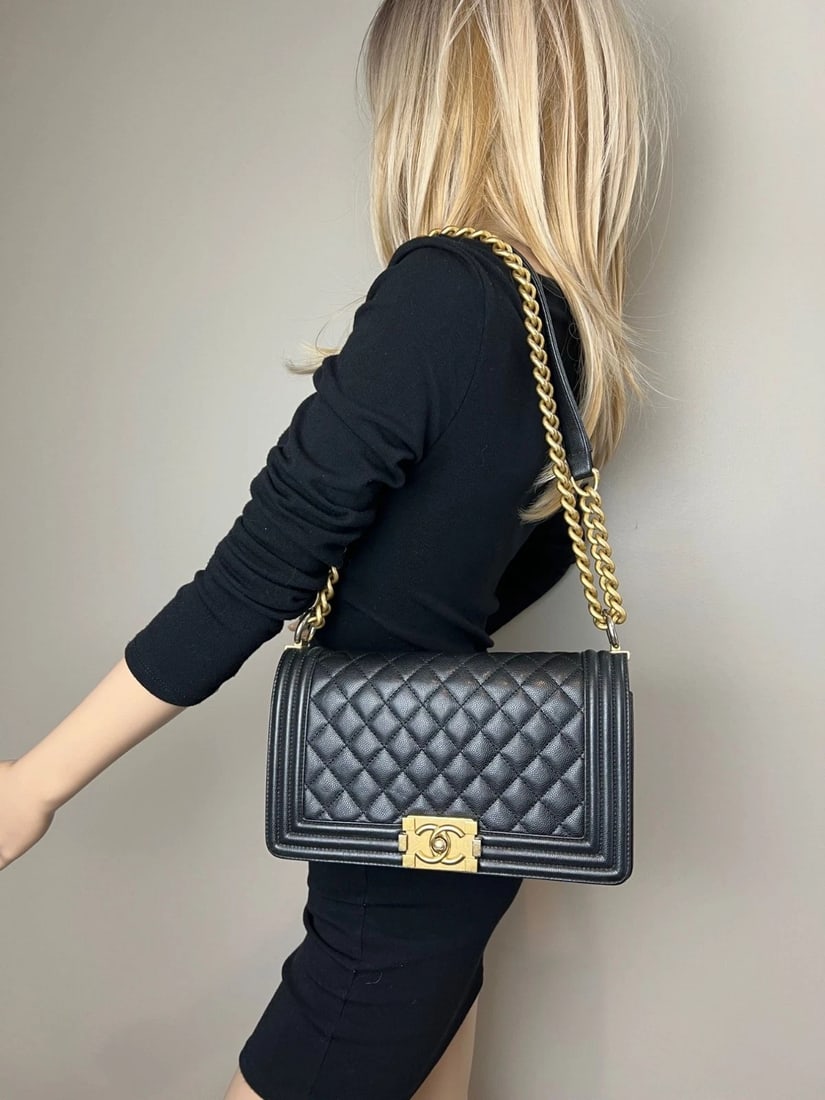 Chanel Caviar Quilted Medium Black Boy Flap Shoulder Bag - 16