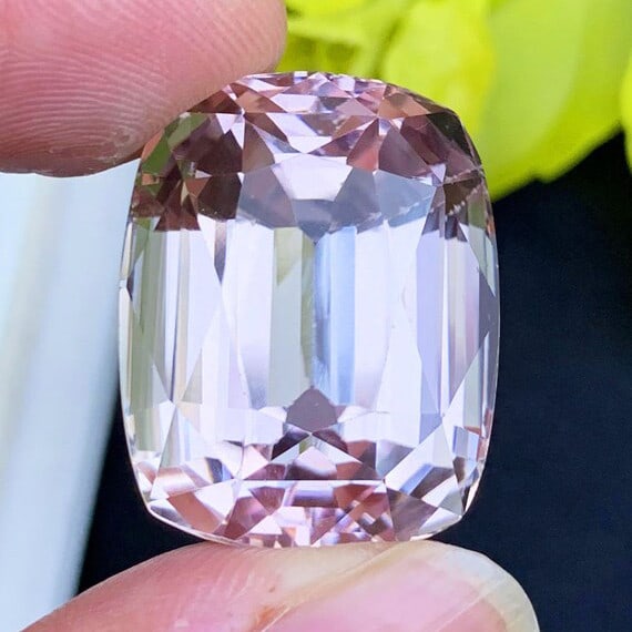 Light Baby Pink Kunzite Gem, Flawless Loupe Clean Kunzite Gemstone, 74 CT - 3