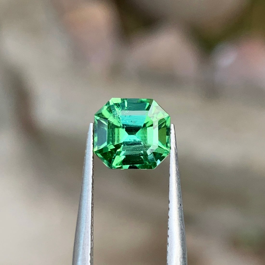 Bluish Green Tourmaline Loose Gemstone, Ascher Cut Tourmaline Ring Stone (1 of 5)
