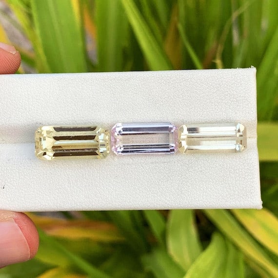 Emerald Cut Kunzite Loose Gemstones For Jewelry, Natural Kunzite Spodumene - 3
