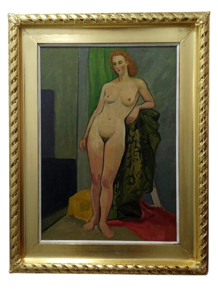 Louis LATAPIE (1891-1972) - Original Mid‑Century Modernist Figure, Oil on Canvas: Artist: Louis LATAPIE (1891-1972) European Modernist Title: FigureStudy (Mid?Century) Medium: Oil on canvas - 26 x 22 inches Period: Circa 1930–1950 Style: Modernism / Figurative / Studio Nude