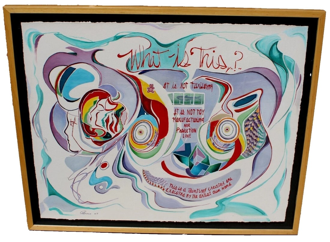 JOSEPH PALERMO Modernist Mixed Media Abstract 2007: Title:JOSEPH PALERMO Modernist Mixed Media Abstract 2007 was $10,000 Description:JOSEPH PALERMO. Palermo was a Las Vegas artist and his greatest influence was JOAN MIRO. This painting has a $10,000