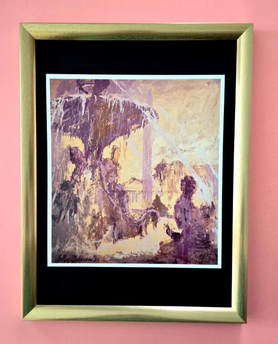 LeRoy Neiman PLACE CONCORDE PARIS Signed Pop Art Mounted & Framed | New 16X12in.: Beautiful and Scarce Original 1986 Print from Paris by Leroy Neiman Signed on the Plate This piece is mounted on a 12 x 16 in. black acid free premium black board. Framed covers an area of 17x13in. It