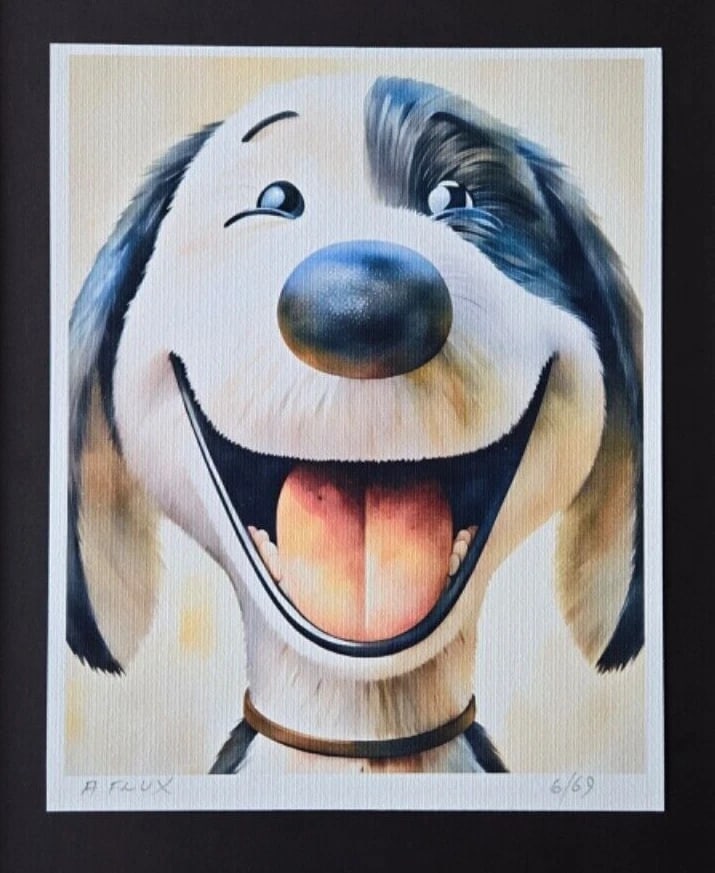 AIDAN FLUX | Hand Signed Authentic Print Framed "My Dog, my Friend" 6/69 COA - 3