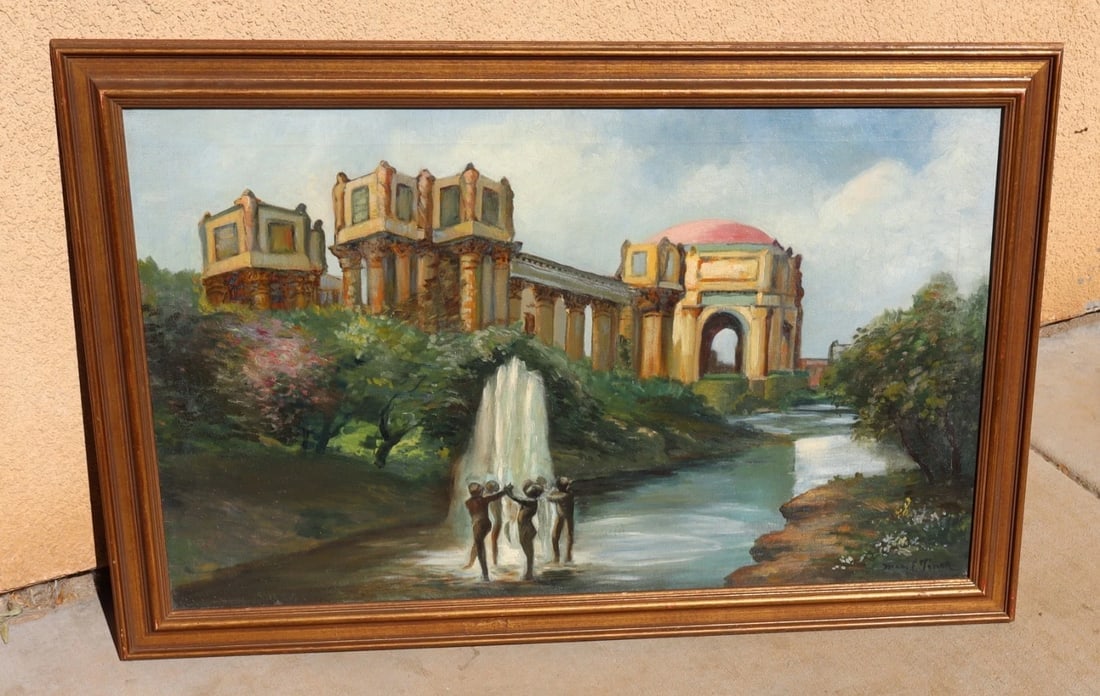 Mid Century California oil painting of the Palace of Fine Arts San Francisco - 3