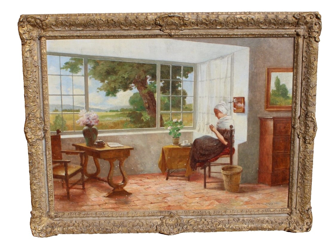 AKOS TOLNAY Turn of Century Woman in an Interior with Picture Window oil AS IS: Title:AKOS TOLNAY Turn of Century Woman in an Interior with Picture Window oil AS IS Description:AKOS TOLNAY (1861-1923- Hungarian). Beautiful Turn of the Century painting, Circa early 1900's, Woman