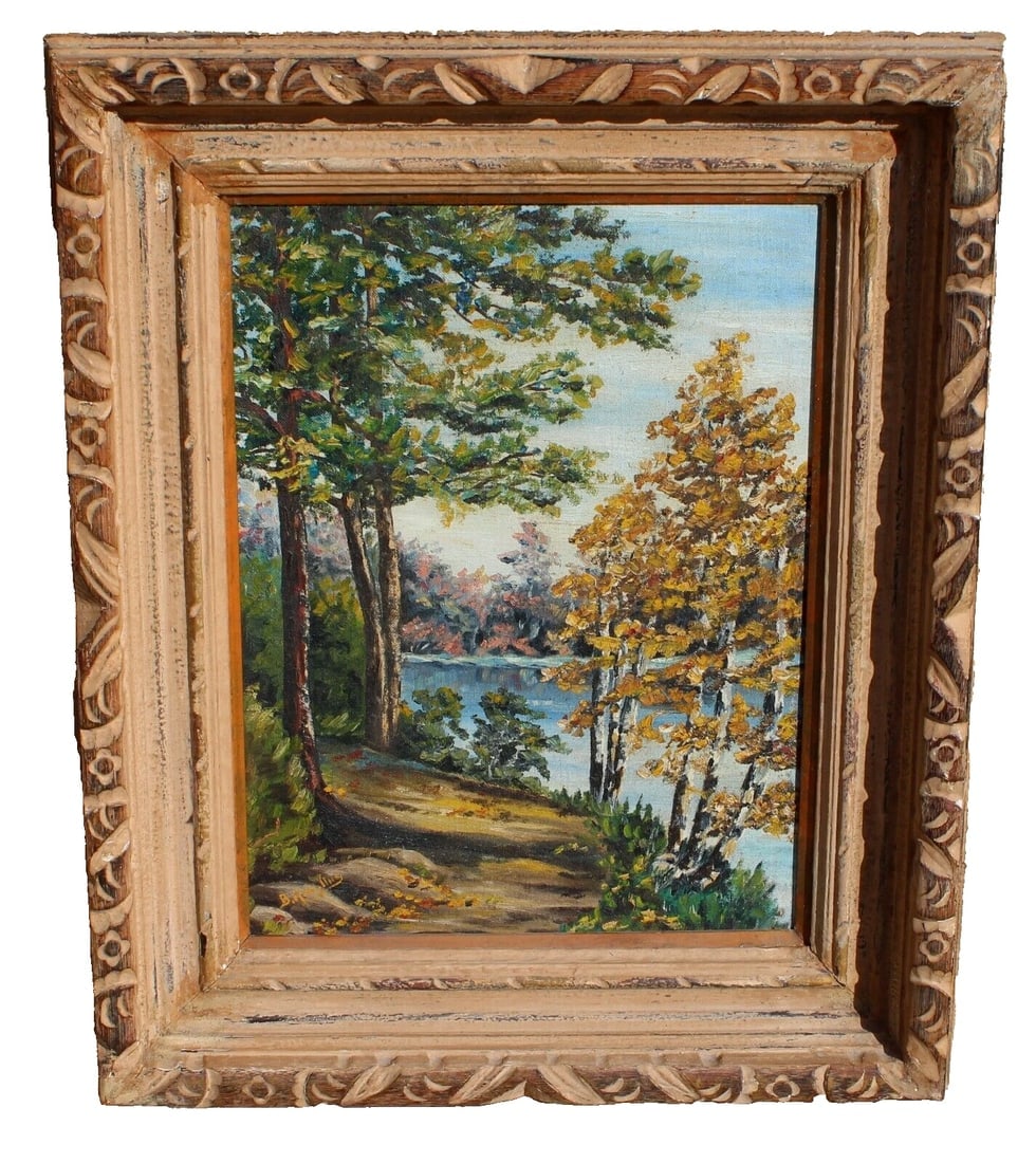 BETTY RAWLINS California Landscape with Trees and River oil painting 1971 - 2