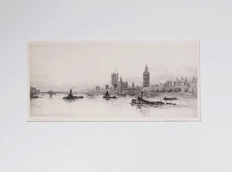 FRANK HARDING Fl. 1885-1890 Westminster Bridge U.K. Etching (1 of 5)