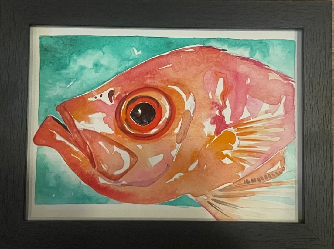 Original Watercolor Fish: Artist: Barbara Cross Title:Original Watercolor Fish Description: Barbara Cross, an artist in Jackson Hole, Wyoming, is known for her gyotaku fish prints and children's book illustrations. This