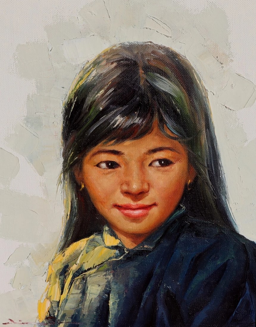 Artist Unidentified Portrait of an Asian Girl oil painting - 3