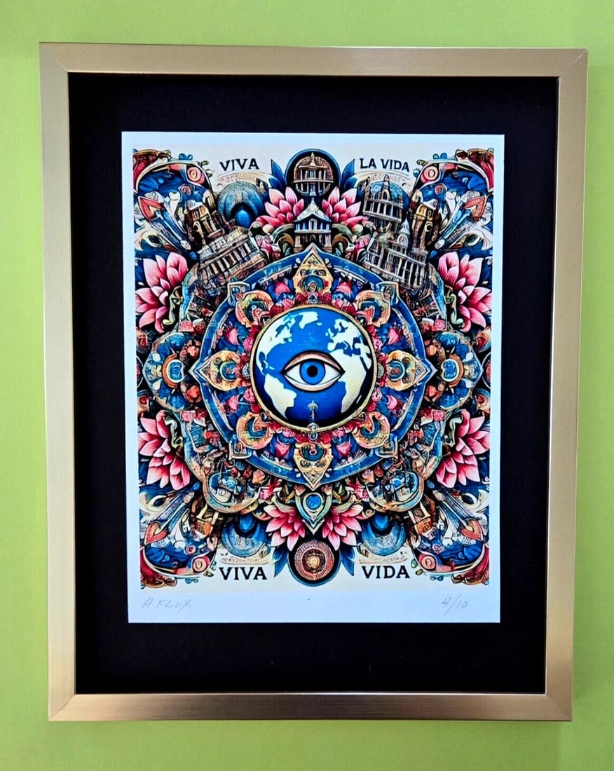 AIDAN FLUX | Hand Signed Authentic Ltd ED of 10 Print Framed Viva La Vida COA: This is a one-of-a-kind Hand Signed Authentic Giclee by AIDAN FLUX. From his Series " Universal Icons" The artist has created a stunning piece of art that features a powerful message about women's emp