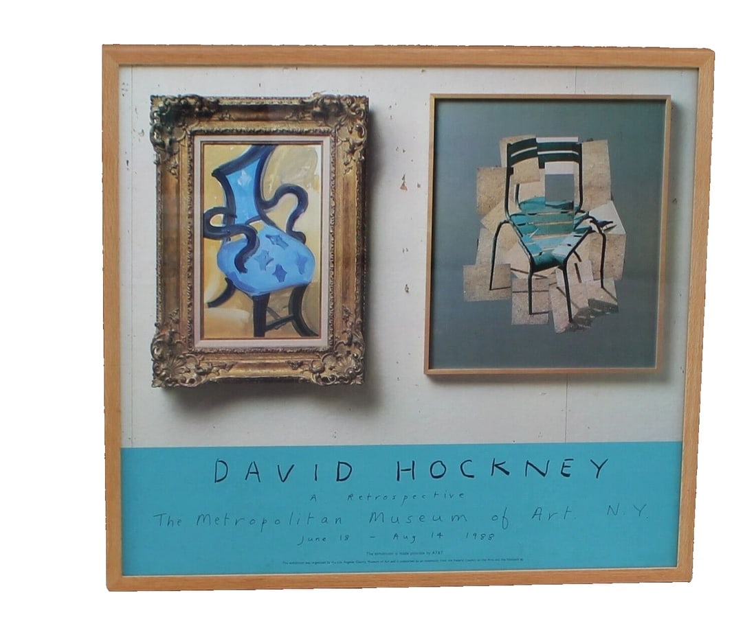 DAVID HOCKNEY retrospective Met Mus of Art NY 1988 Framd Poster: Title:DAVID HOCKNEY retrospective Met Mus of Art NY 1988 Framd Poster Description:DAVID HOCKNEY (b. 1937). Rare 1988 Poster. A retrospective Metropolitan Museum of Art New York 1988 Framed Poster,