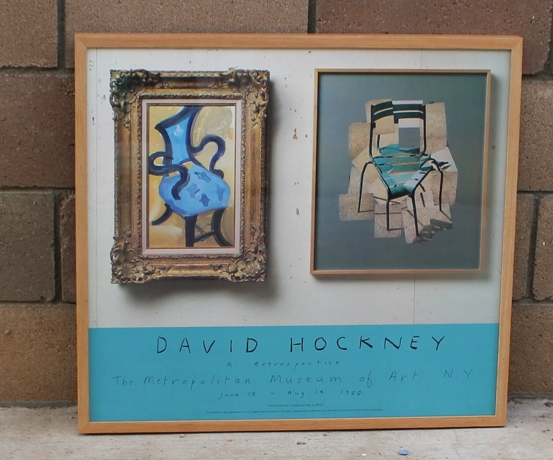 DAVID HOCKNEY retrospective Met Mus of Art NY 1988 Framd Poster - 3