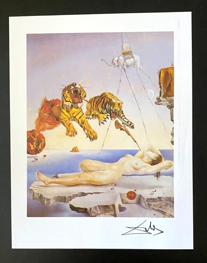 SALVADOR DALI + SIGNED ARTISTIC FIGURE PRINT FROM 1970 + WITH NEW FRAME - 2