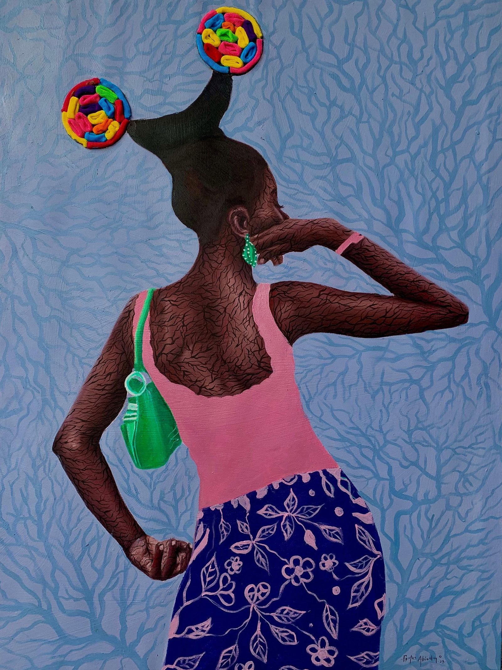 Ogunleke Festus Abiodun, In Her Prime, 2023: Creator: Ogunleke Festus Abiodun (1998, Nigerian) Creation Year: 2023 Dimensions: Height: 40 in (101.6 cm)Width: 30 in (76.2 cm)Depth: 1 in (2.54 cm) Medium: Canvas,Oil Movement & Style: