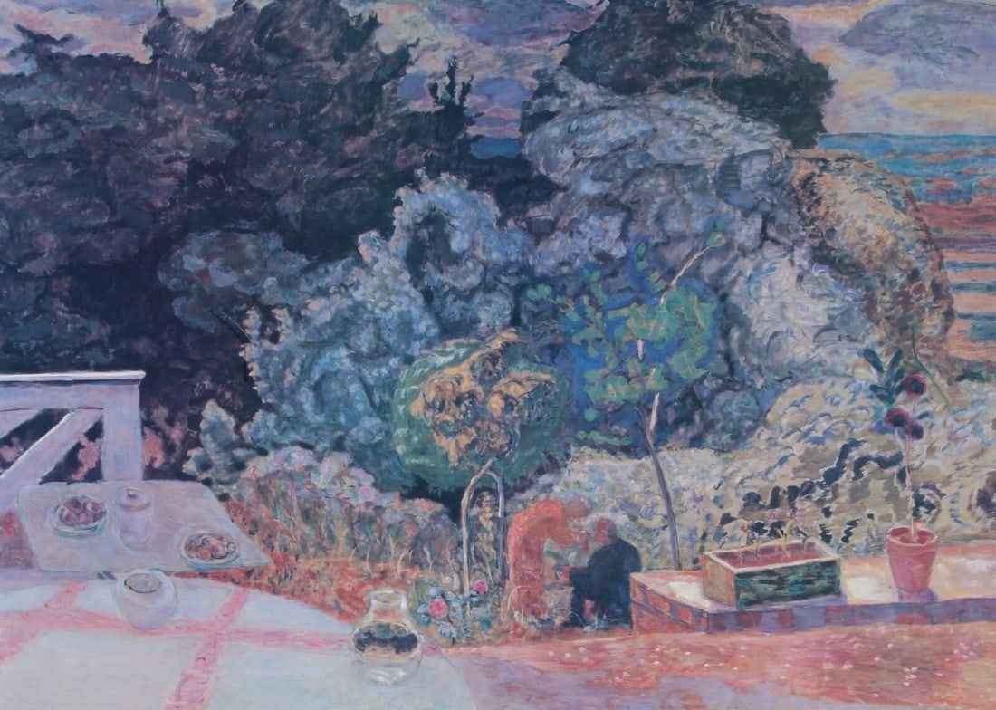 FIGURES IN A GARDEN LANDSCAPE LARGE FRAMED PRINT - 3