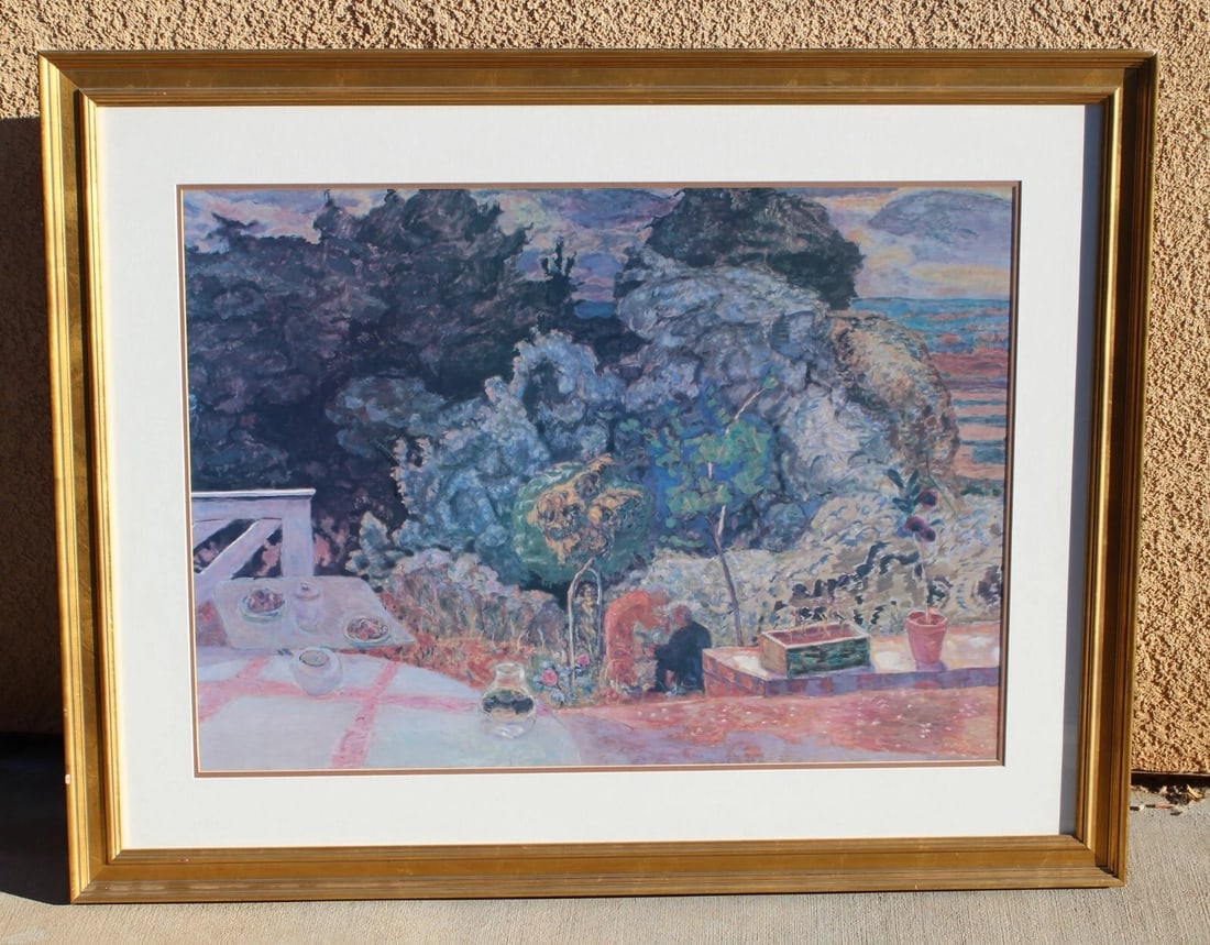 FIGURES IN A GARDEN LANDSCAPE LARGE FRAMED PRINT - 4