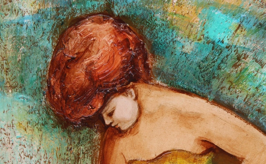 Mid Century Modernist oil painting Dancing Ballerina Signed Spencer - 4