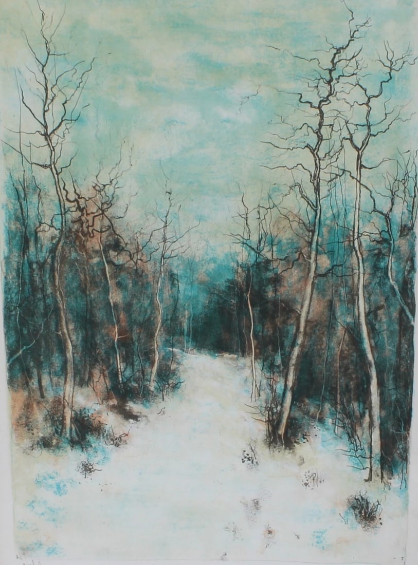 BERNARD GANTNER Winter Scene S/N Lithograph COA - 4