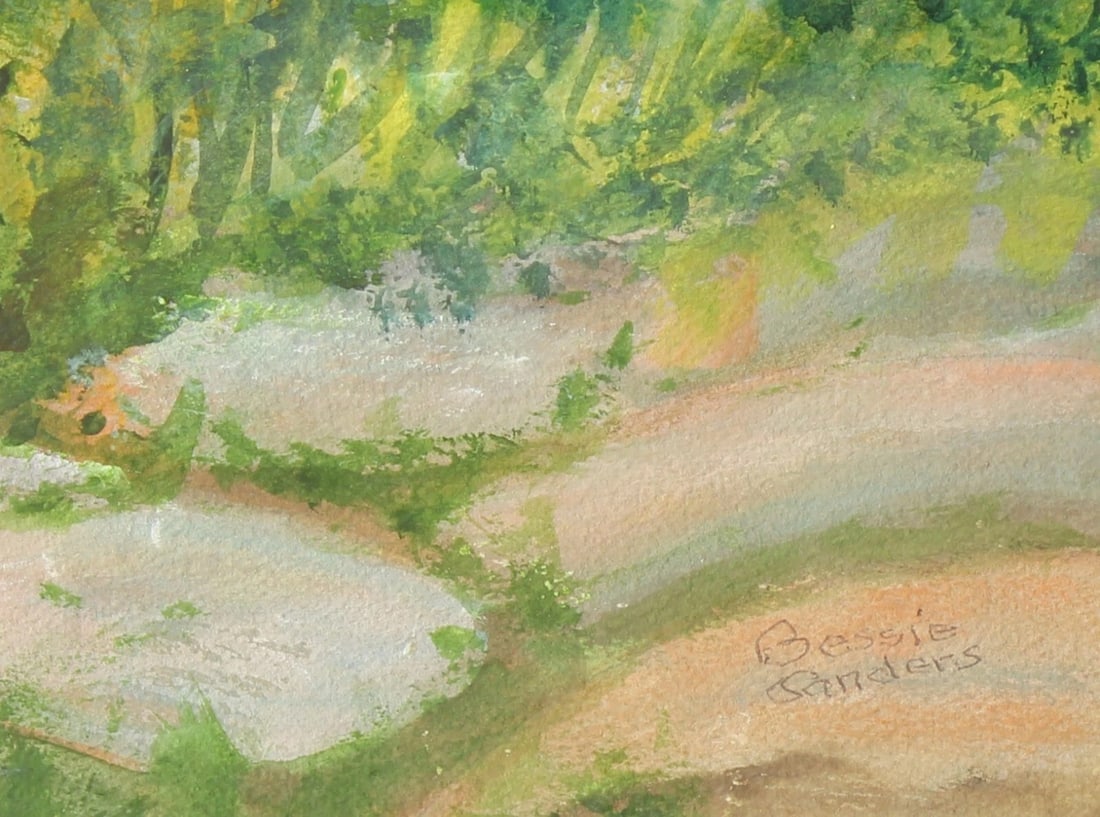 BESSIE SANDERS plein air landscape with Mountain and Trees Watercolor - 4
