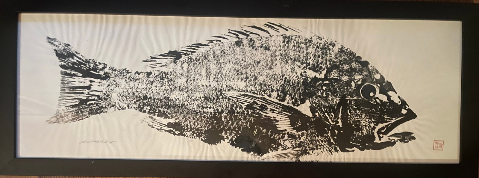 American Snapper Original Gyotaku Print: Artist: Barbara Cross Title:American Snapper Original Gyotaku Print Description: Gyotaku is the traditional Japanese art of "fish rubbing" or printing fish, where "gyo" means fish and "taku" means imp