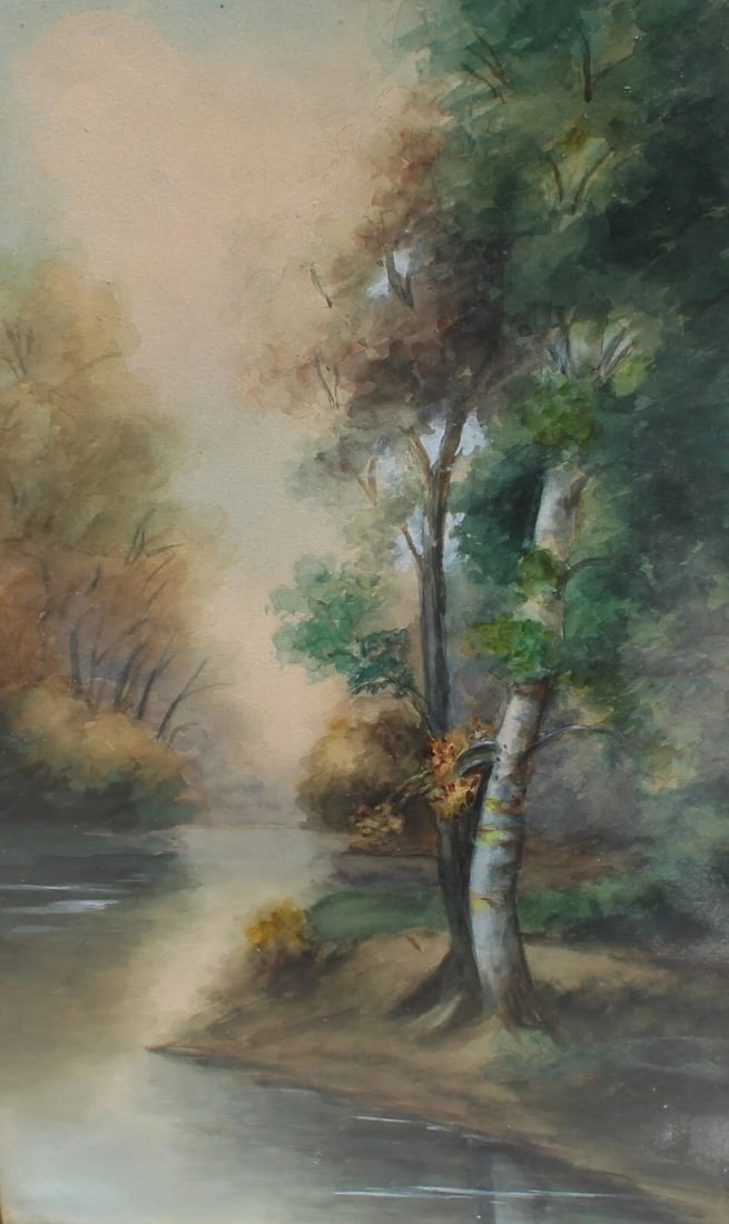 S.G. RANDALL Fine Gallery Antique Pair of Watercolor Landscapes As IS - 4
