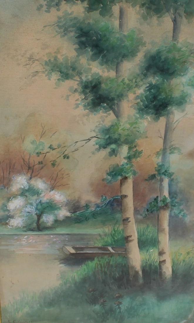 S.G. RANDALL Fine Gallery Antique Pair of Watercolor Landscapes As IS - 5