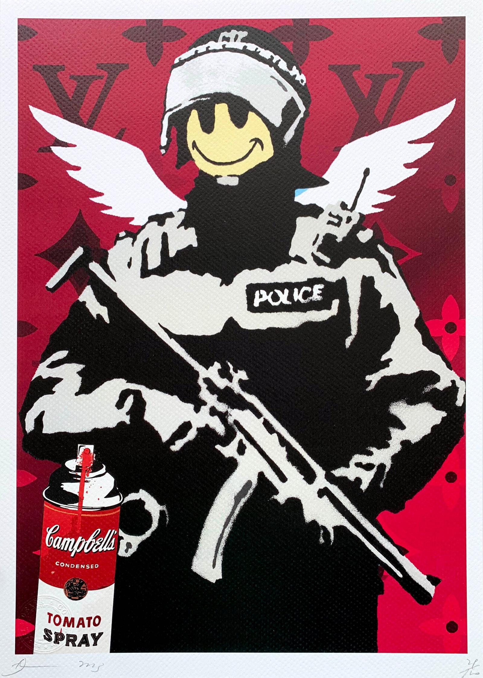 Death NYC banksy 3: Title:Death NYC banksy 3 Date/Period:21st Century Materials:Giclee on Fine art 300 gsm paper Size:17 3/4 x 12 1/2 inches Description:Artist: Death NYC, limited edition giclee on paper, out of