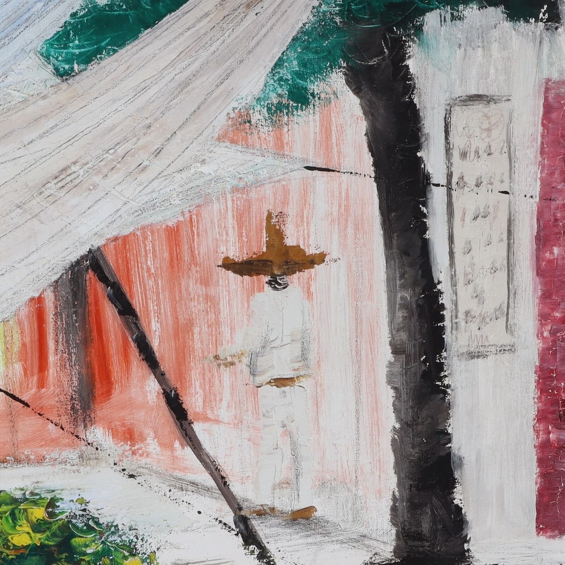 Latin American Modernist oil Two Women Hanging Hammocks by La Aida Sign - 6