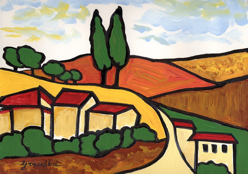Absi Grace Cote d'azur Oil Painting on Paper: Title: Cote d'Azur Artist: Grace Absi Country: USA Medium: Oil Painting on Paper Marks: Original Signed Paper Size: 8x11 inch Certificate of Authenticity Is Included Grace Absi is a talented American