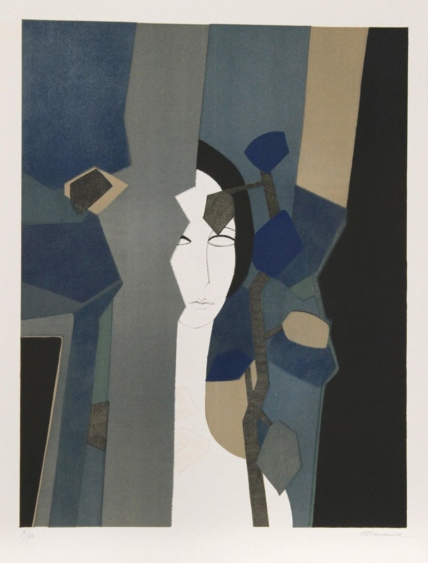 Minaux Original Lithograph Helene-Amants Signed & Numbered 1974: Artist: Andre Minaux Country: France Title: Helene - Amants Medium: Original Lithograph Marks: Hand-Signed & Numbered in pencil No 103 / 150 Paper: Grand Vekin d'Arches a la forme, size 25 x 19