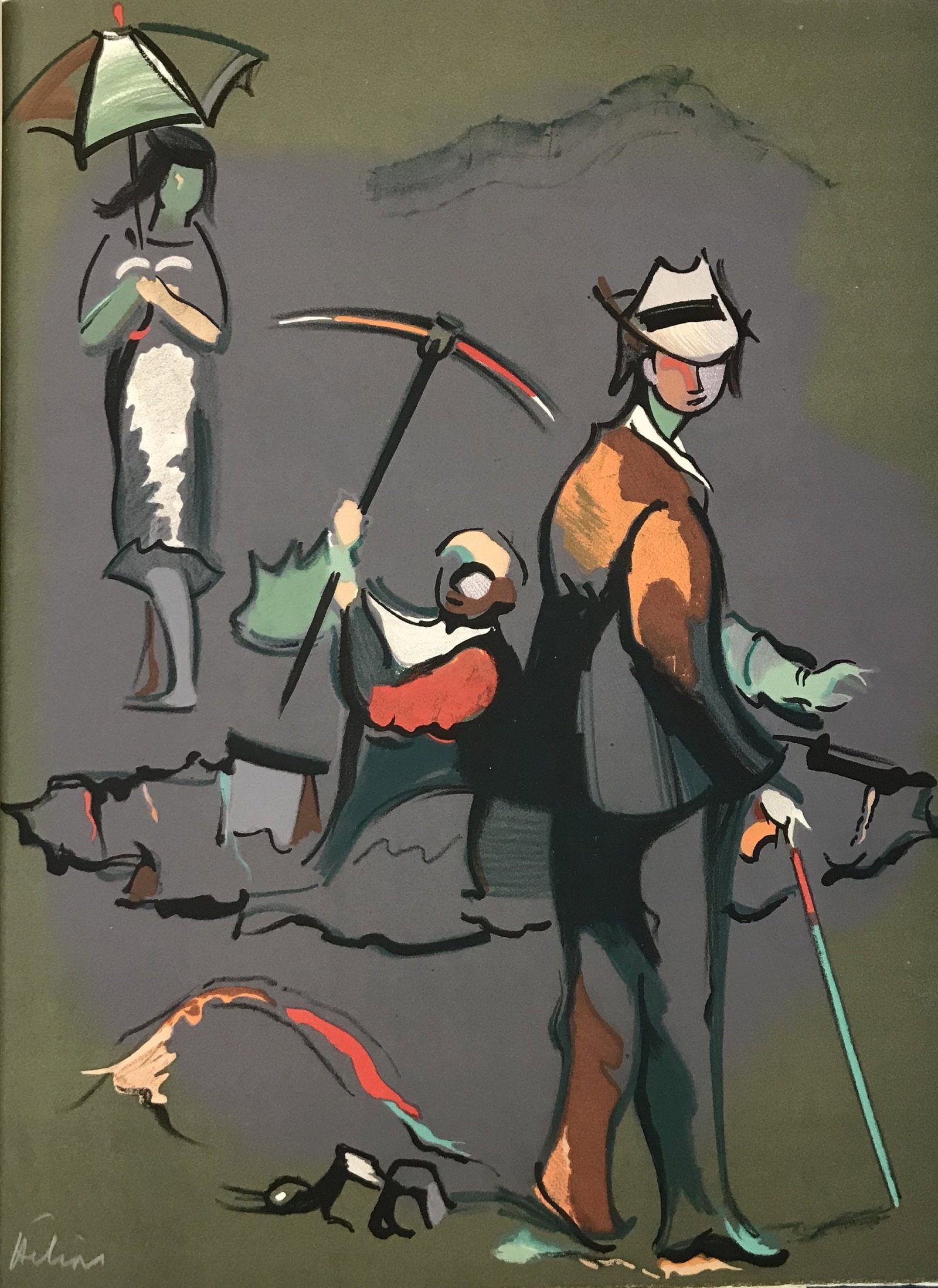 Jean Helion Signed Original Lithograph Elargissement du temps 1972*: Artist: Jean Helion Country: France Title: Elargissement du temps Medium: Original Lithograph Marks: Hand-signed in pencil Paper: Rives vellum 14.5 x 11 inch\nPrinted: 1972 by Fernand Mourlot Provenan