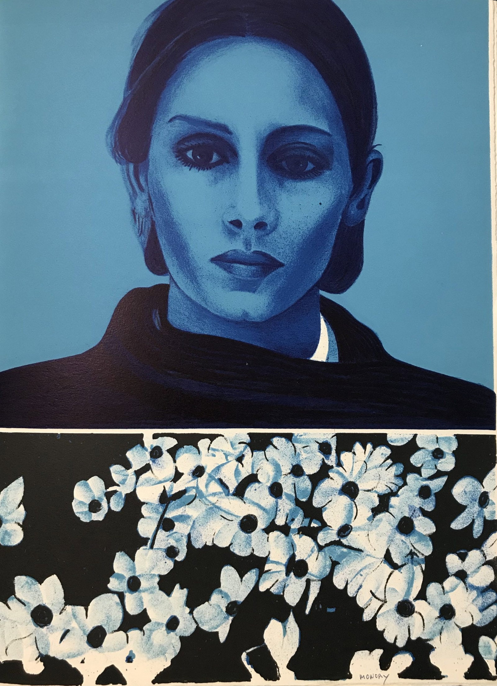 Jacques Monory Signed Original Lithograph Supposer 1972: Artist: Jacques Monory Country: France Title: Supposer Medium: Original Lithograph signed in pencil Paper: Rives vellum 14.5 x 11 inch\nPrinted: 1972 by Clot, Bramsen, and Georges Provenance: Portfoli