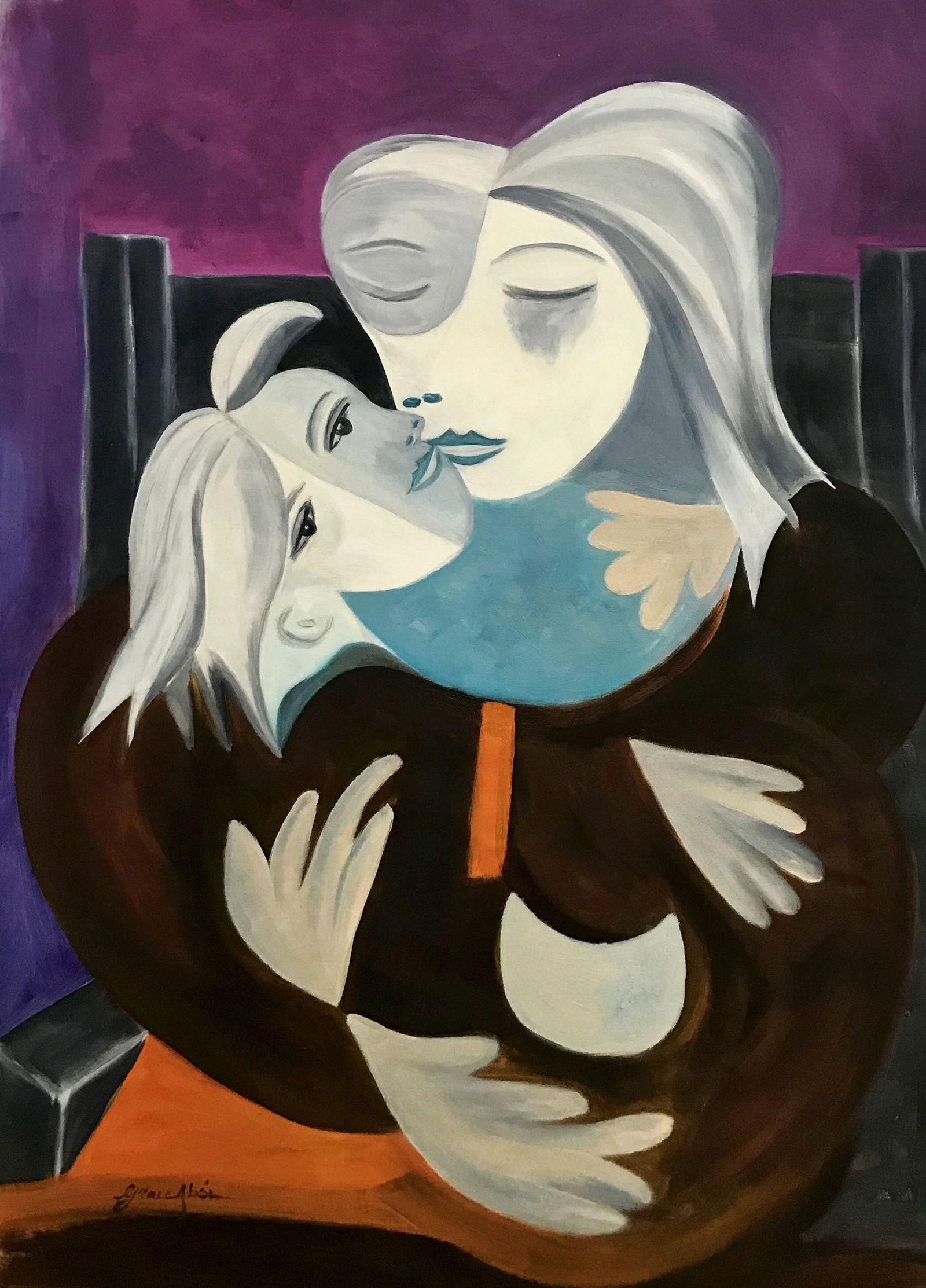 Grace Absi Mother and Child 2008 Oil Painting on Canvas: Title: Mother and Child Artist: Grace Absi Country: USA Medium: Oil Painting on Canvas Marks: Created and Signed in 2008 Canvas Size: 35 x 25 inch Certificate of Authenticity is included Grace Absi
