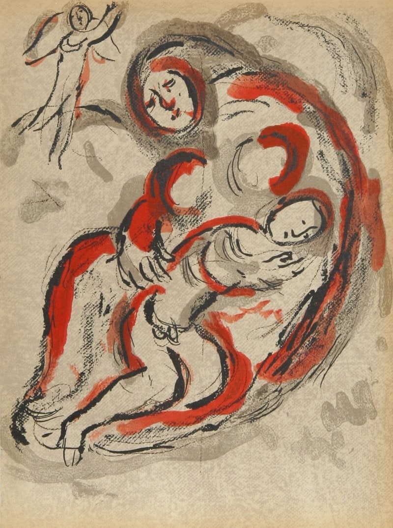 Chagall Original Lithograph Hagar in the Desert Bible 1960 (1 of 1)
