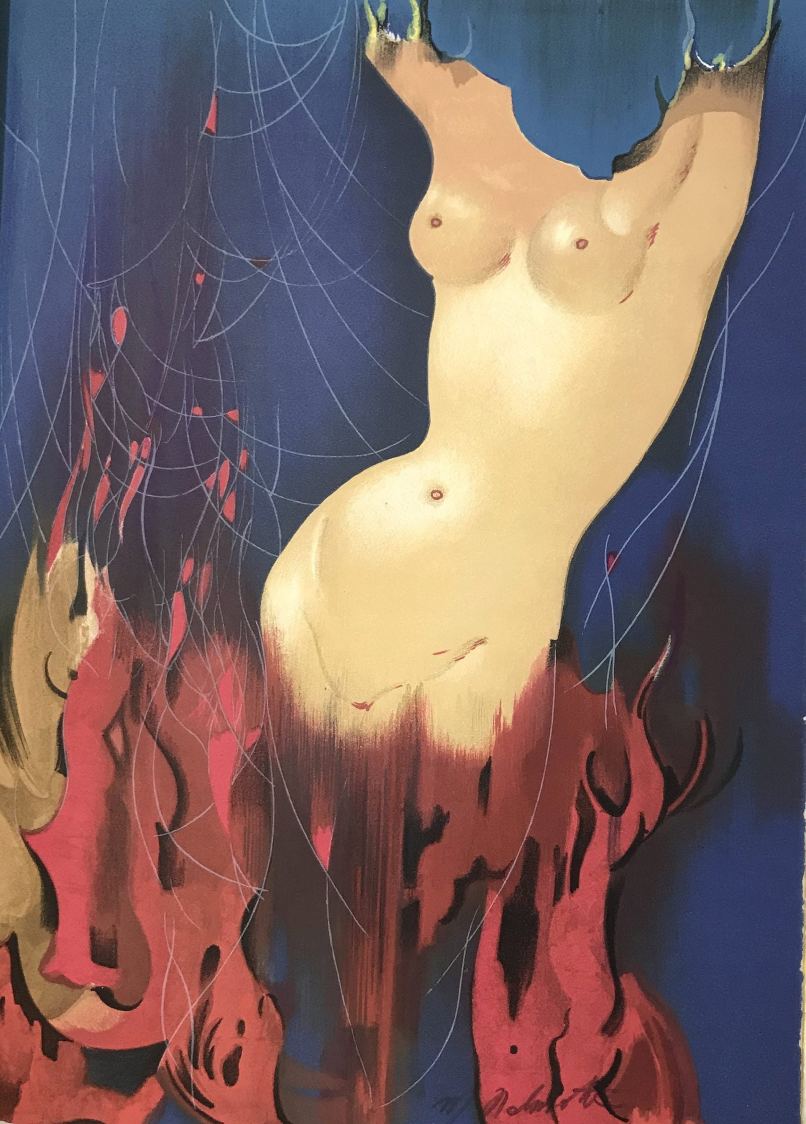 Marcel Delmotte signed Lithograph Le mutant imaginaire 1972 (1 of 1)