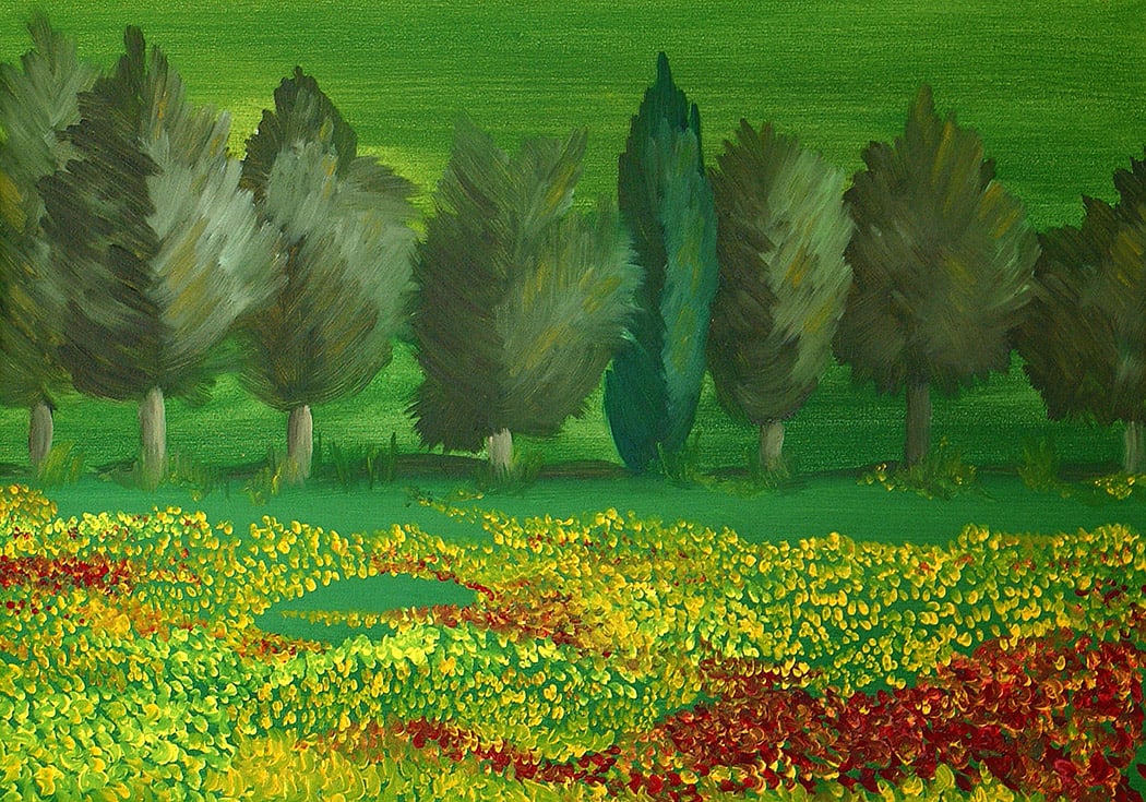 Absi Grace Field of Poppies Oil Painting on Canvas: Title: Field of poppies Artist: Grace Absi Country: USA Medium: Oil Painting on Canvas Marks: Original Signed Paper Size: 30 x20 inch Certificate of Authenticity Is Included Grace Absi is a talented